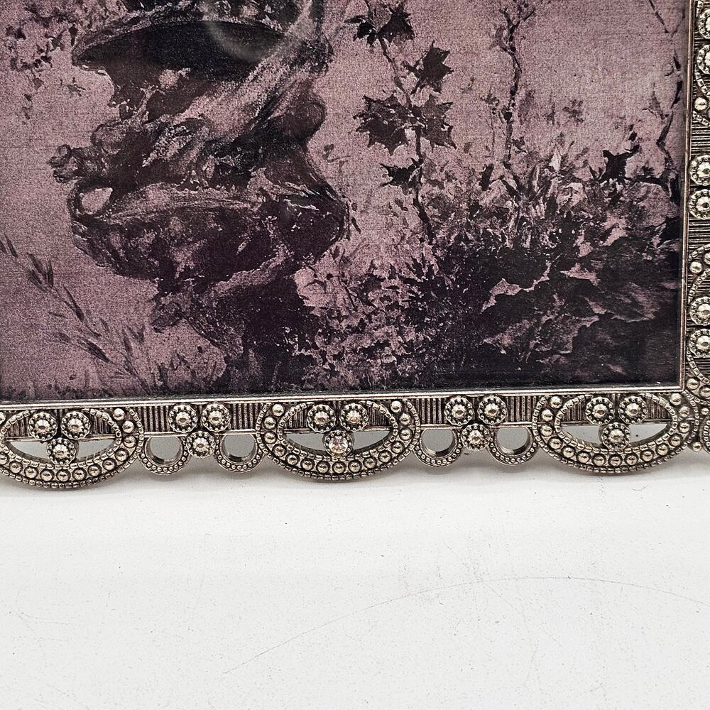 Ornate Silver Jeweled Picture Frame Vintage Style - Picture 7 of 9